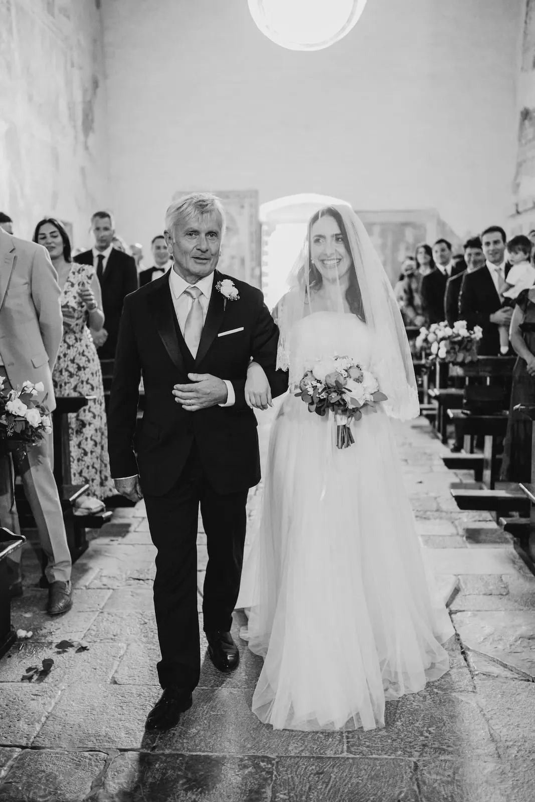 Bride dad enter ceremony san pietro valle abbey